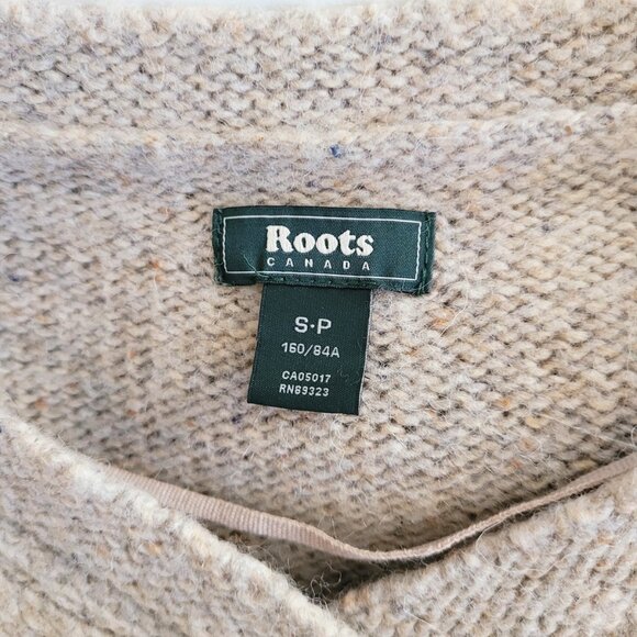 Roots Canada Sweater Size Small Beige Fleck V Neck Merino Alpaca Blend - Picture 8 of 9